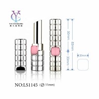 Cosmetic empty lipstick tube packaging shiny silver round lipstick tube