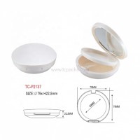 Wholesale empty oblique round two layers compact powder case containers with mirror